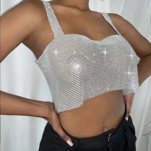 Rhinestone chain back tank top